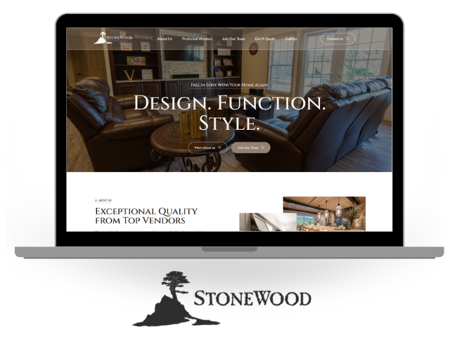 Stonewood Cabinetry website designed and developed by 1609 Marketing.
