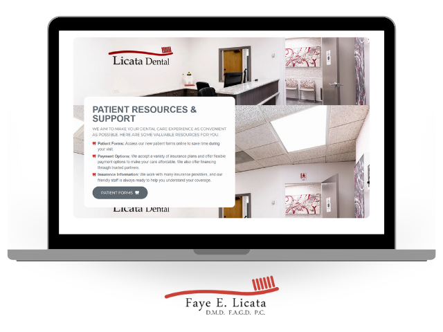 Website for Licata Dental in Chesterfield, MO., designed and developed by 1609 Marketing.